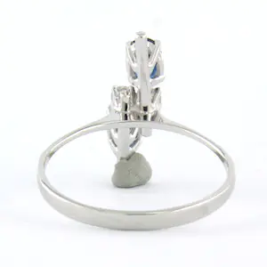 18k wit gouden ring bezet met saffier en briljant geslepen diamant tot. 0.14ct kopen? Bied vanaf 225!