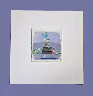 Jan Kuiper - Galerie Petit - gemengde techniek (oa collage) "rokende puinhopen" - gesigneerd kopen? Bied vanaf 48!