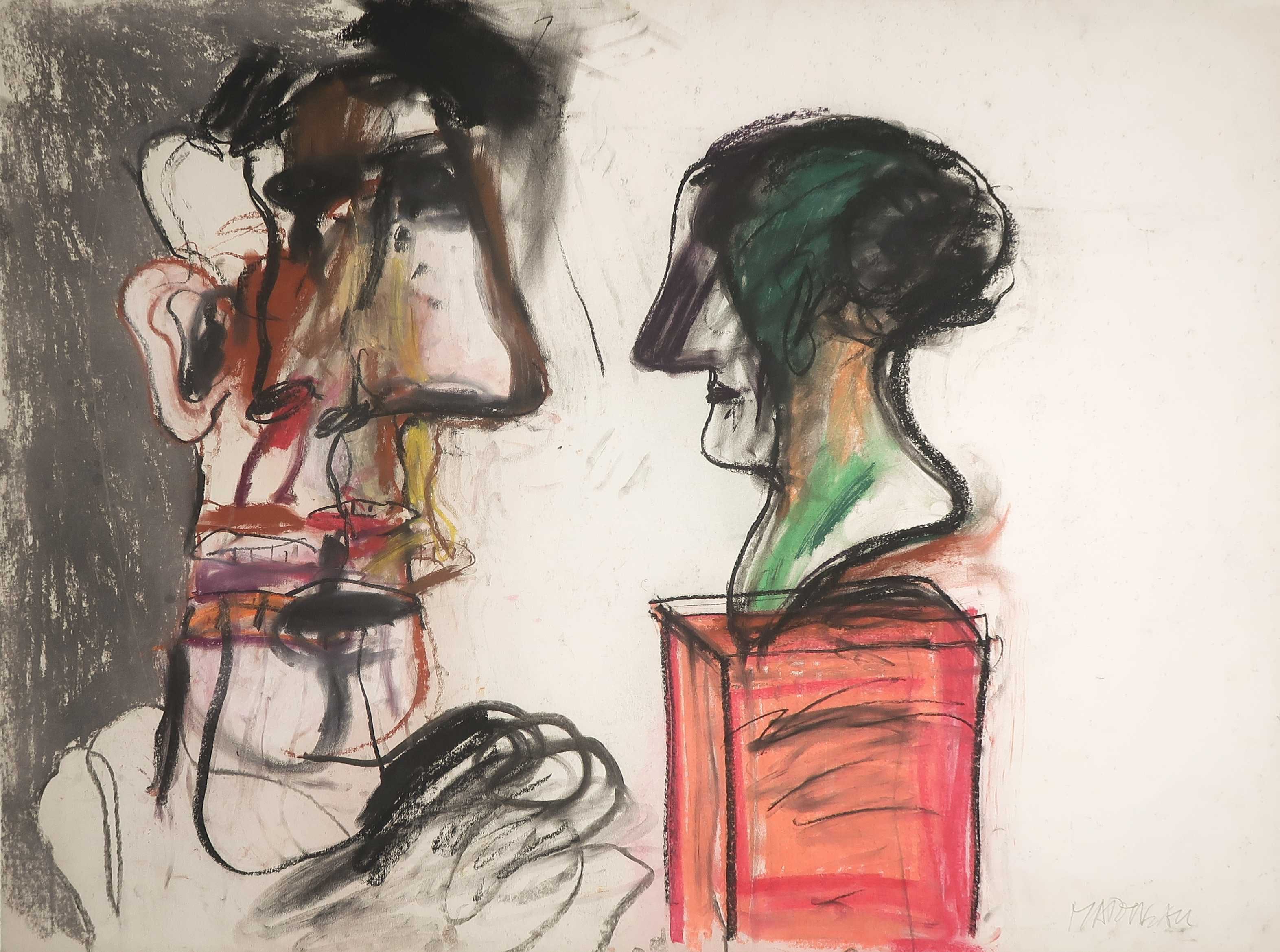 Anton Martineau - Krijttekening, De beeldhouwer (Groot) verkocht voor € 70!