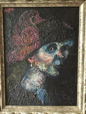 Jacques Slegers - ‘vrouw met verenhoed’ kopen? Bied vanaf 275!