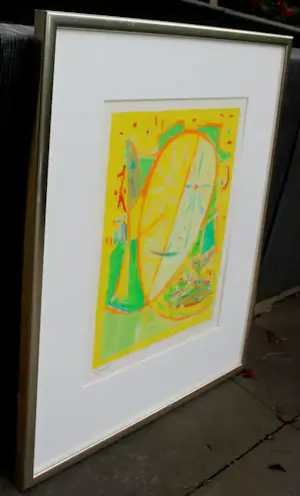 Egill Jacobsen - Ingelijste zeefdruk: Geel masker - 1991 kopen? Bied vanaf 299!