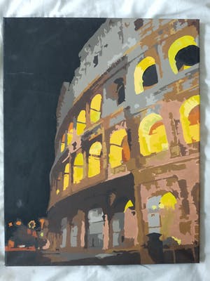 Niet of onleesbaar gesigneerd - Colosseum te Rome bij nacht kopen? Bied vanaf 1!