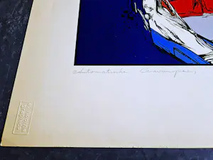 Emiel Hoorne - Originele Belgische jaren 70 POP-ART Zeefdruk "auto caravan opener" bep. oplage kopen? Bied vanaf 53!
