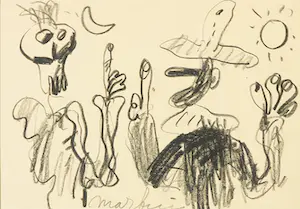 Anton Martineau - Tekening, Man met hoed en schedel kopen? Bied vanaf 1!