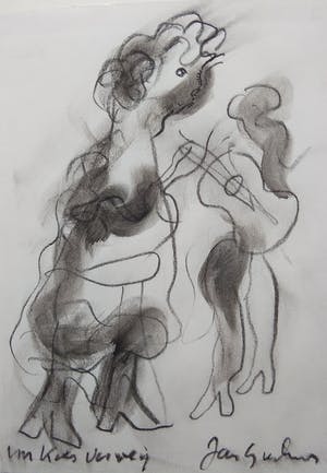 Jan Sierhuis - Tekening in leeg schetsboek voor Kees Verwey. kopen? Bied vanaf 90!