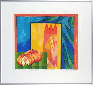 Fenneke van der Elst - Litho en acryl, Stilleven met pompoenen - Ingelijst kopen? Bied vanaf 1!