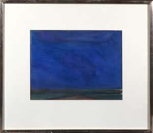 Paul Overhaus - Gouache, Donkere nacht - Ingelijst verkocht voor € 50!