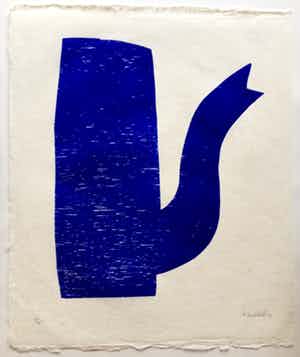 Klaas Gubbels - houtdruk ‘Blauwe Kan’ - oplage 16 ex. verkocht voor € 475!