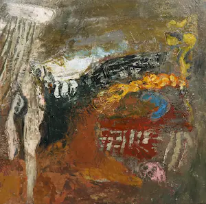 Klaus Schweier - Olieverf op doek, Abstracte compositie - Ingelijst kopen? Bied vanaf 50!