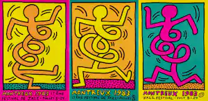 Keith Haring - 3 posters 'Montreux Jazz De Festival (Green, Pink & Yellow) vendu pour 320€ !