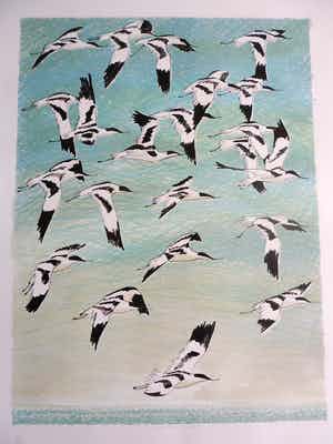 Joost Minnigh - Litho, Titel, "Boven zee". verkocht voor € 50!