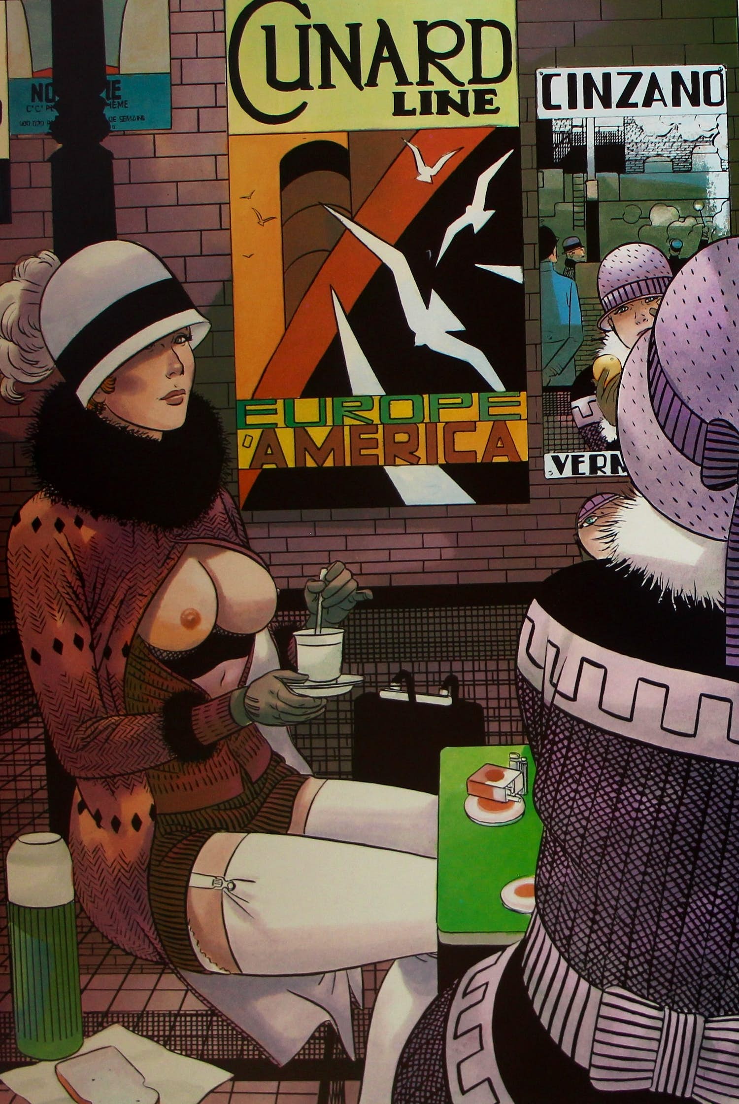 Dick Matena - Twee zeefdrukken: De meisjes van het station - 1991 verkocht voor € 55!
