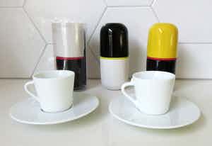Andree Putman - Andree Putman - Revol & Nespresso - Zes design espresso bekers PILL+ & twee kop- verkocht voor € 35!
