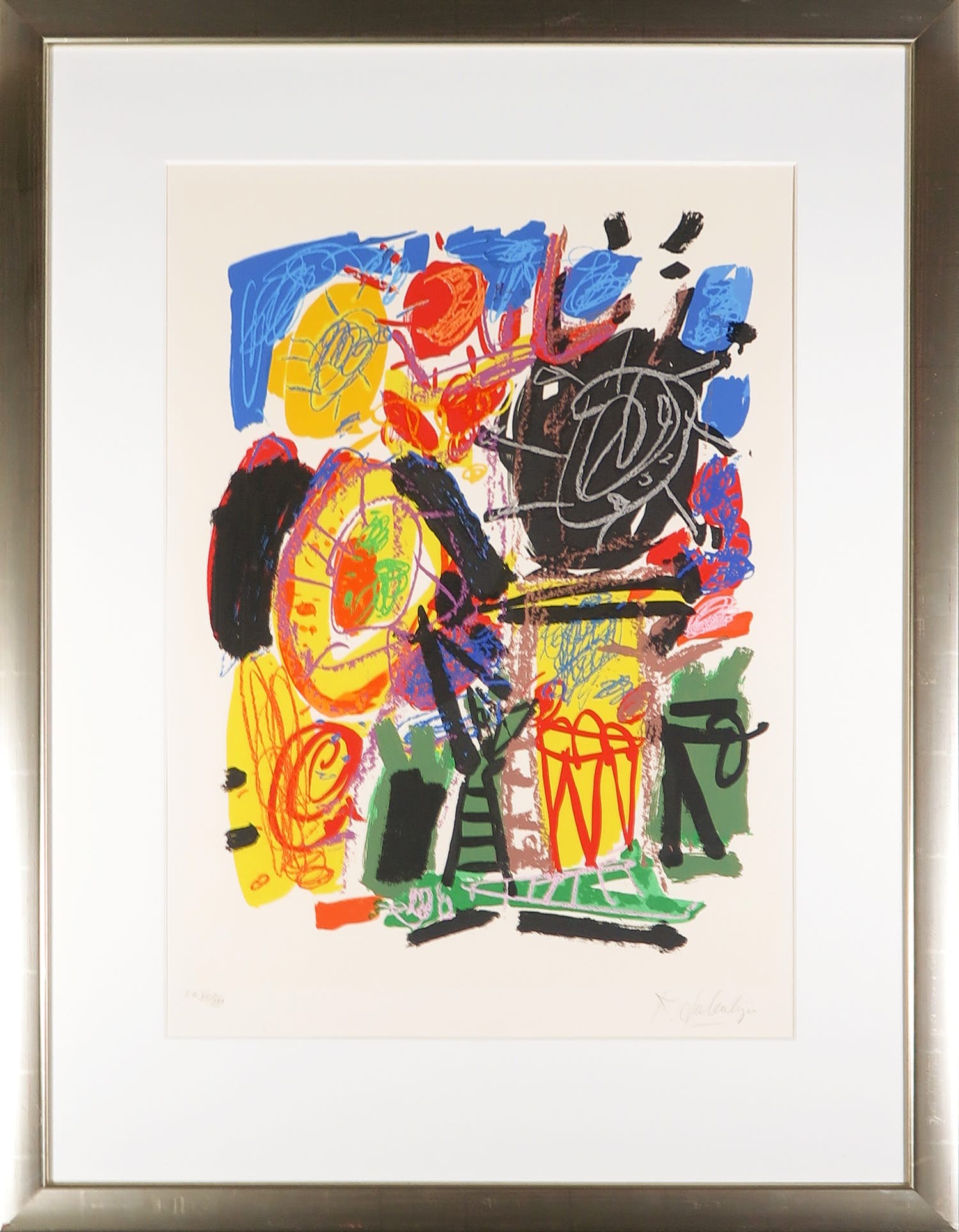 Kees Salentijn - Zeefdruk, Abstracte compositie - Ingelijst kopen? Bied vanaf 50!