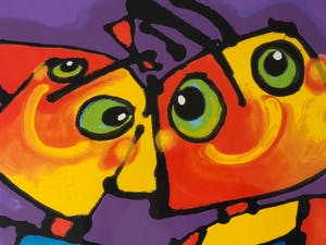 Ad Verstijnen - Zeefdruk, Broer en Zus - Ingelijst (passe-partout / met glasschade) kopen? Bied vanaf 150!