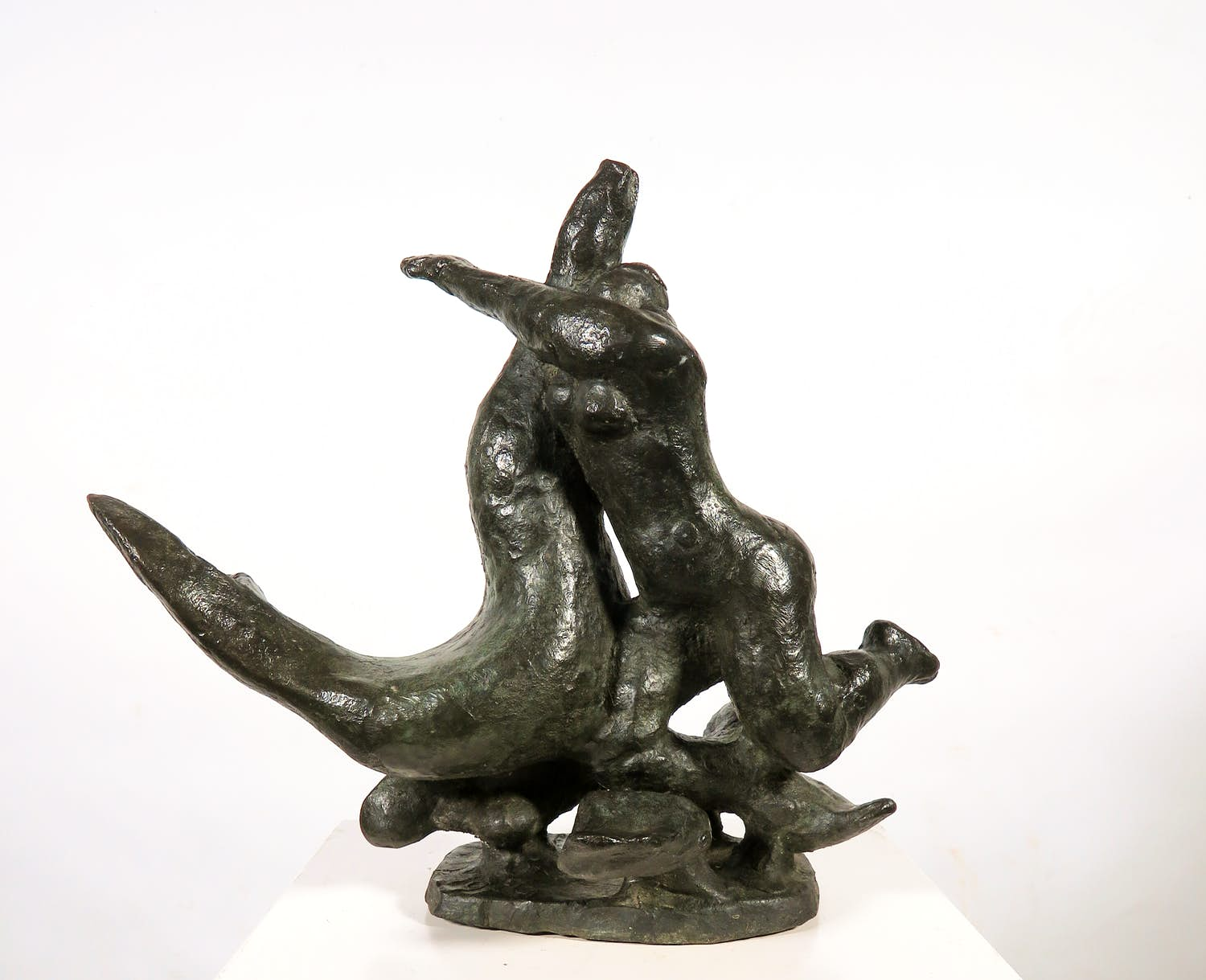 Nic Jonk - Dynamisch gepatineerd bronzen beeld, Vrouw met walvis sold for € 1250!