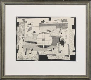 Henri Titselaar - Inkttekening, Abstracte compositie + boek - Ingelijst kopen? Bied vanaf 40!