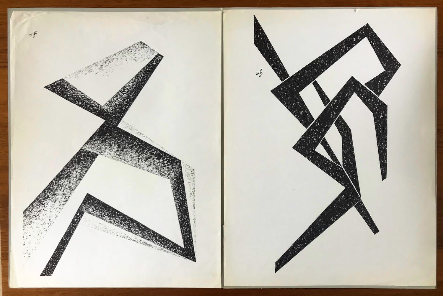Toon Kelder - Lot van 2 litho's - Abstracte voorstellingen - 1965 verkocht voor € 1!