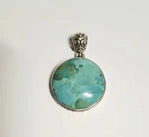 Zilveren ronde hanger is een met turkoois kopen? Bied vanaf 60!