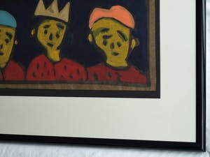 Bart Drost - Ingelijst, acryl op bitumenpapier (pakpapier) , Kijken naar de Maan - 1991 kopen? Bied vanaf 50!