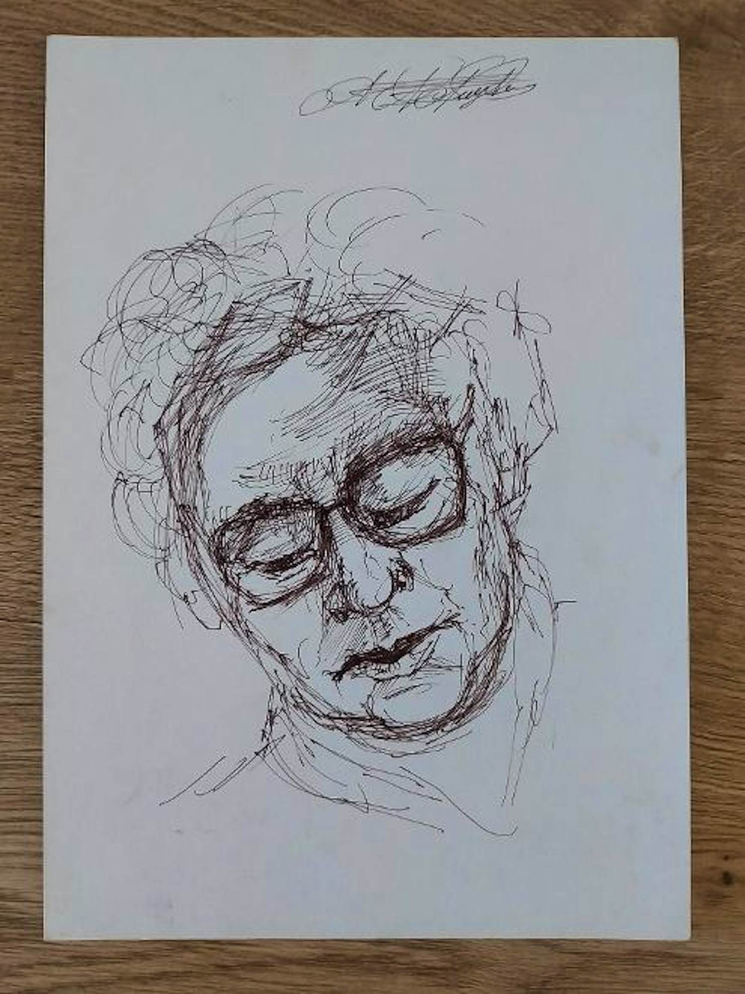 Janus Nuiten - Uniek Zelfportret - Adrianus (Janus) Nuiten (1929-2014) - Vroege pentekening kopen? Bied vanaf 50!