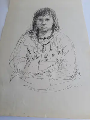Aat Veldhoen - Rotaprint, Portret van Henny, een buurmeisje kopen? Bied vanaf 20!