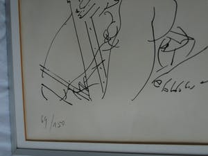 Niet of onleesbaar gesigneerd - Litho , “Naakte kunstenaar met naakt model“ – gesigneerd & ingelijst – nr 69/150 kopen? Bied vanaf 1!
