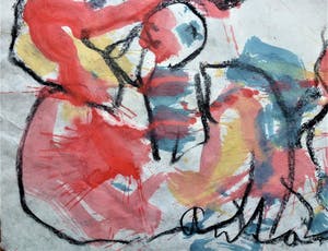 Anton Heyboer - 2 vrouwen 1 met kind kleurrijke schildering . kopen? Bied vanaf 350!