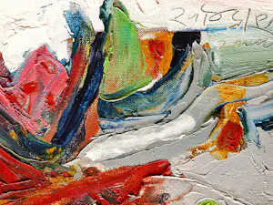 Ravindra Salve - Mumbai India - Zeer pasteus geschilderd olieverf op doek - abstract - gesigneerd kopen? Bied vanaf 186!