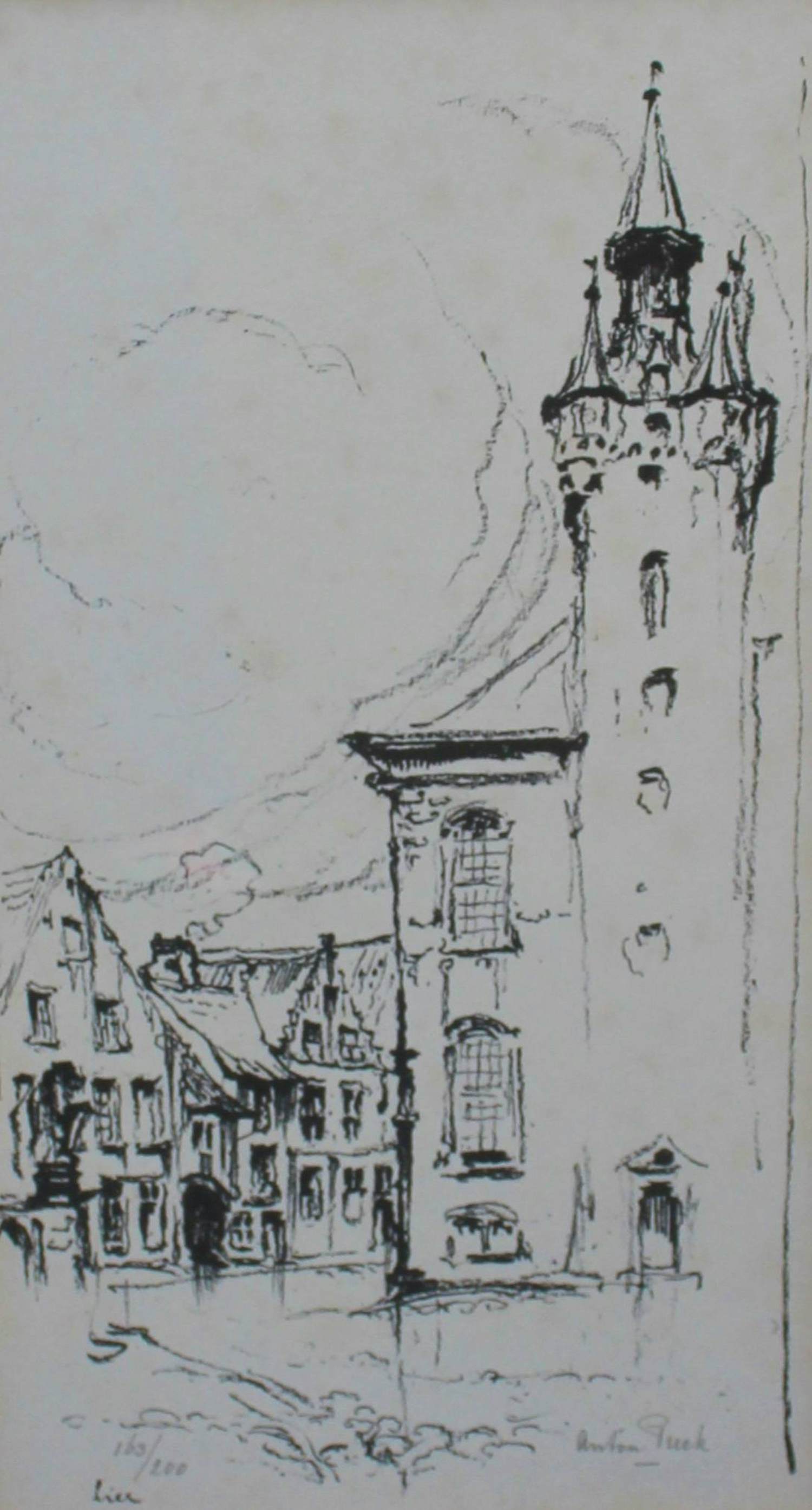 Anton Pieck - Ingelijste litho: Gezicht op Lier kopen? Bied vanaf 150!