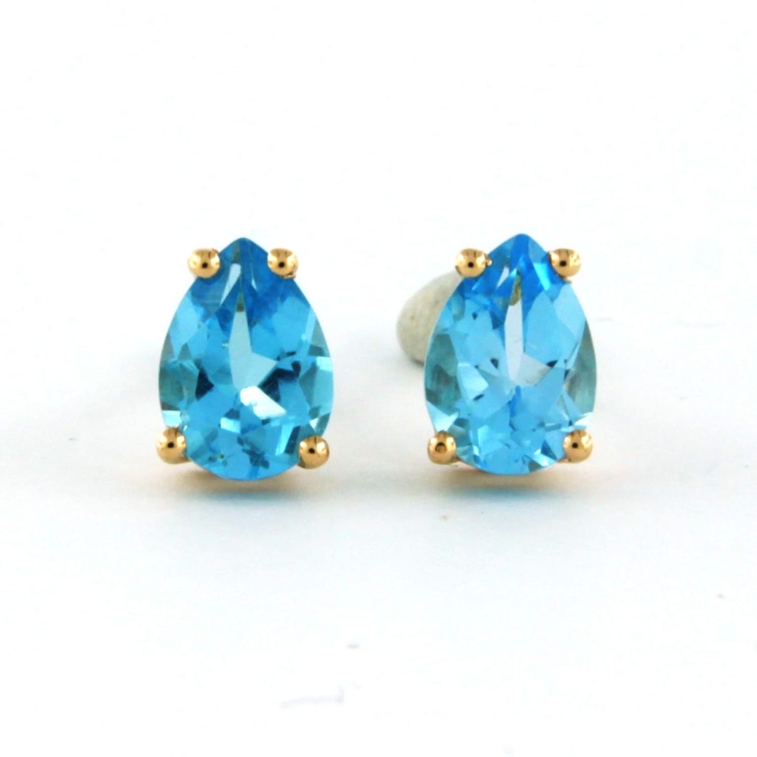 14k rood gouden oorbellen bezet met topaas totaal circa 1,20 ct kopen? Bied vanaf 120!