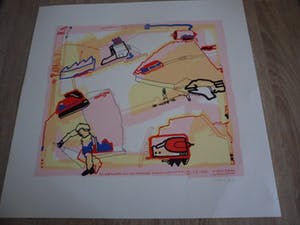 Huibert van Dorp - Zeefdruk, "Magnetische Flux". kopen? Bied vanaf 35!