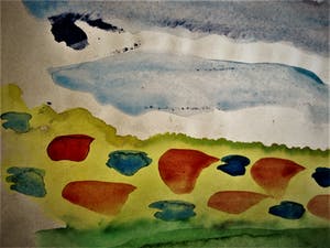 Gerard Schaperkotter - 1994 - Lyrisch Abstract Aquarel "Hollands landschap" gesigneerd kopen? Bied vanaf 32!