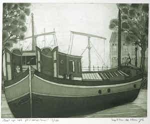 Laetitia de Haas - Ets en aquatint Boot op het Prinseneiland verkocht voor € 1!