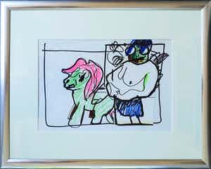 Guy Olivier - My little pony (gemengde techniek, origineel werk) verkocht voor € 1!