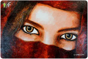 Roel Hofman - Acryl op Doek - Ogen / Vrouw met Sluier kopen? Bied vanaf 750!