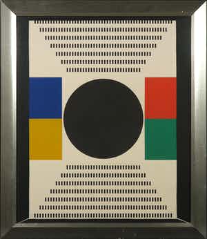 Kumi Sugai - Zeefdruk, Abstracte compositie - Ingelijst verkocht voor € 150!