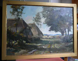 Jan Damme - Boerderij in nazomers landschap -olieverf circa 1940- kopen? Bied vanaf 100!