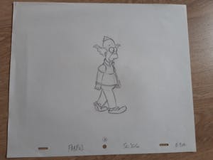 Matt Groening - originele productie tekening, The Simpsons, Krusty The Clown, ingelijst kopen? Bied vanaf 70!