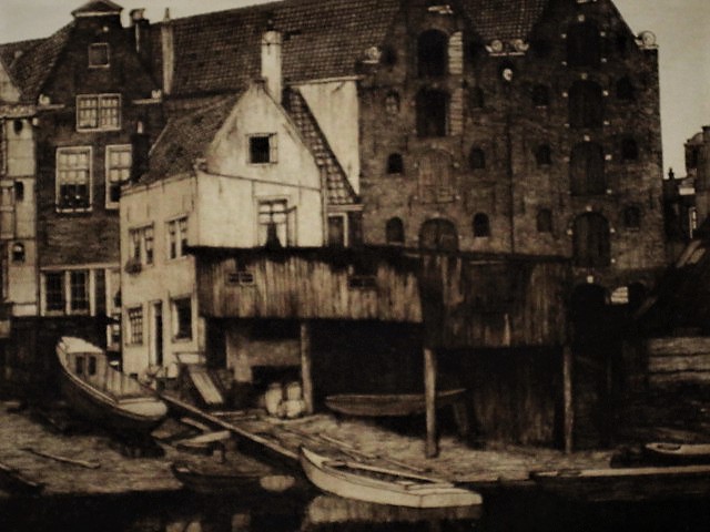 Petrus Johannes Teunissen - Prachtige ca. 1920 Ets "Amsterdam het Bickerseiland" gesigneerd kopen? Bied vanaf 1!