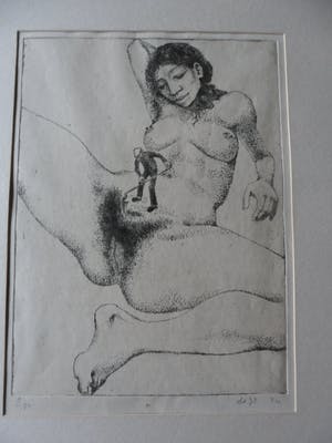 Frits Lindeman - Ets, Man met zeis. kopen? Bied vanaf 30!