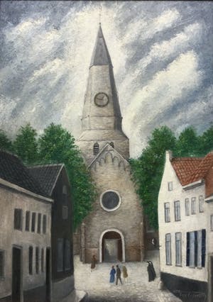 Niet of onleesbaar gesigneerd - Kerkgang | fraai geschilderd tafereel kopen? Bied vanaf 1!