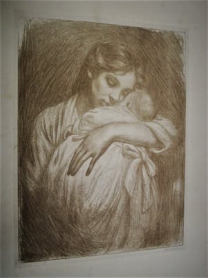 Hendrik Johannes Haverman - Magnifieke omstreeks 1880 Lithografie "Moederliefde" potlood gesigneerd kopen? Bied vanaf 48!