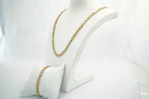 50 - Massieve SET 18 Krt  bi-color gouden (collier & armband) -  konings schakel kopen? Bied vanaf 5950!