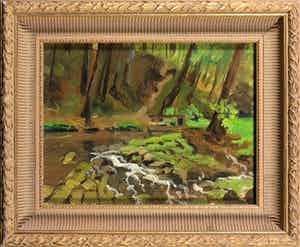 Jan Stapper - Olieverf op board, Beekje verkocht voor € 60!