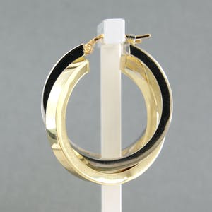 18k bicolor gouden creolen - afm. 3,0 cm x 1,1 cm kopen? Bied vanaf 350!