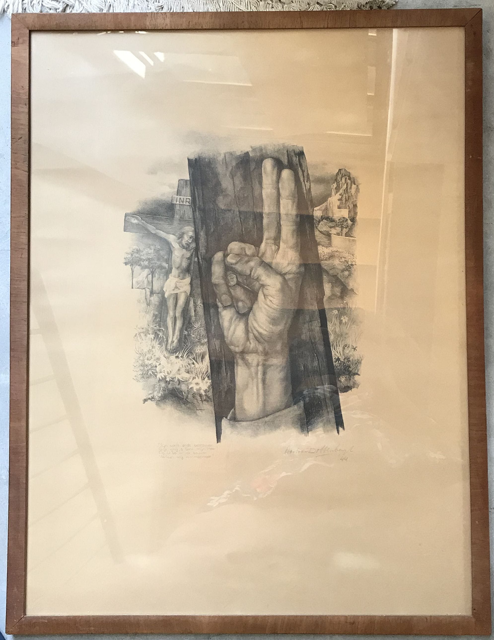 Aart van Dobbenburgh - litho, religieus met tekst, gesigneerd kopen? Bied vanaf 1!