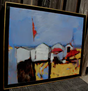 Peter Teeling - Olieverf op doek: Strandgezicht in Heist - 1993 kopen? Bied vanaf 399!