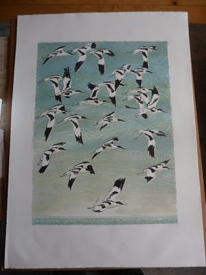 Joost Minnigh - Litho, Titel, "Boven zee". kopen? Bied vanaf 50!