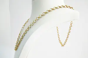 101- Lang (65cm) & massief geel gouden 18 karaats "jasseron" ketting collier kopen? Bied vanaf 1340!